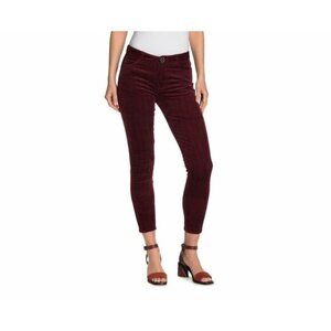 Paige Hoxton Ultra Skinny Jeans Burgundy Corduroy Velour High Rise 32 New $199